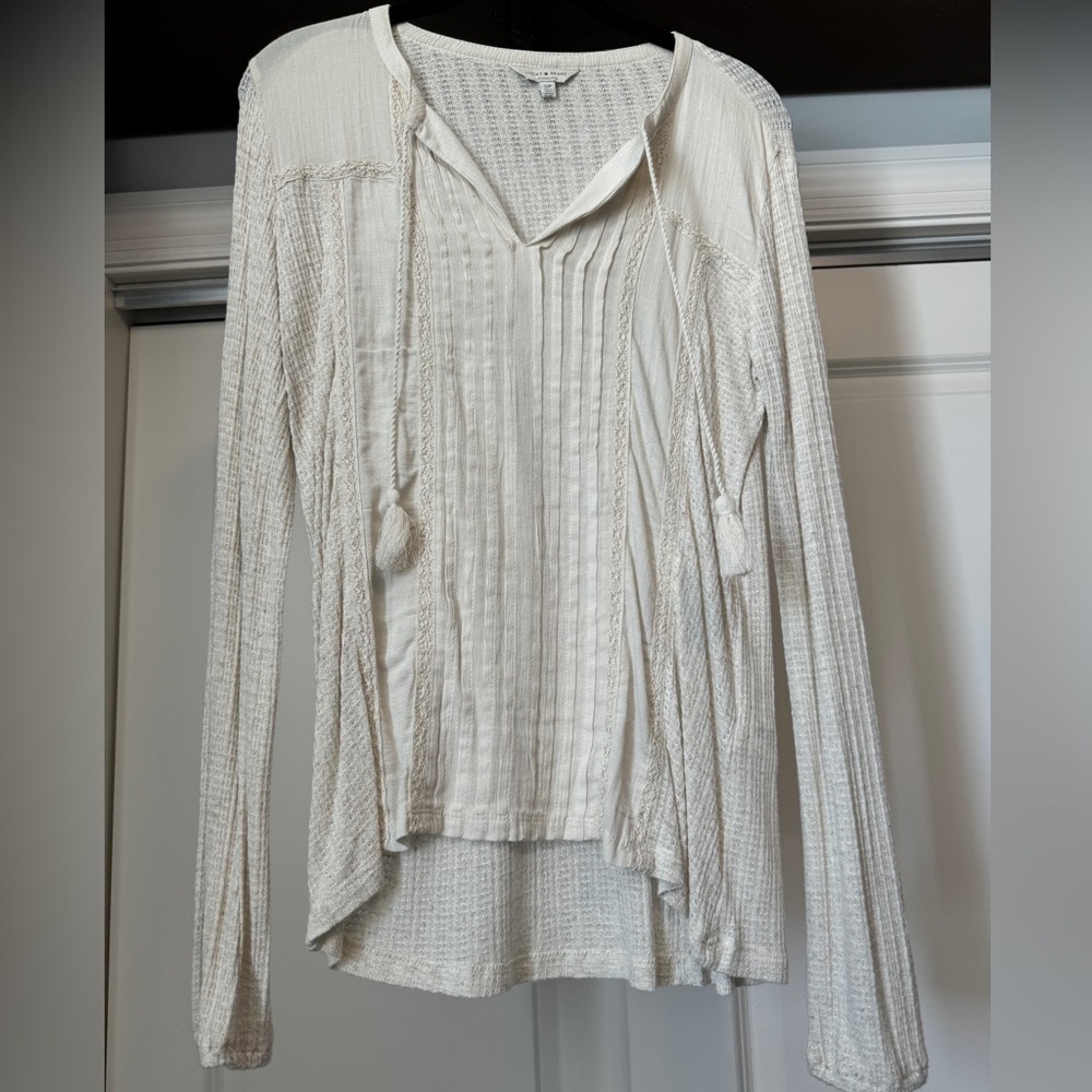 Lucky Brand Size Small Boho Style Long Sleeve Cream Color
